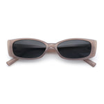 Womens Narrow Rectangle Subtle Cat Eye Retro Plastic Sunglasses