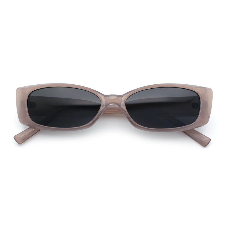 Womens Narrow Rectangle Subtle Cat Eye Retro Plastic Sunglasses