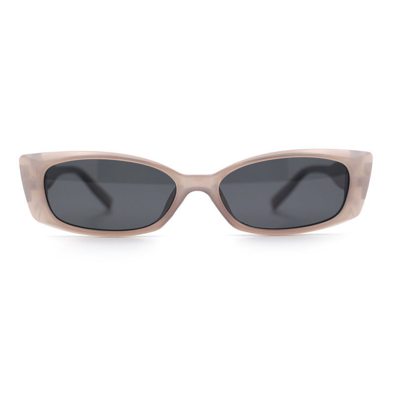 Womens Narrow Rectangle Subtle Cat Eye Retro Plastic Sunglasses