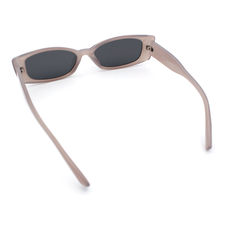 Womens Narrow Rectangle Subtle Cat Eye Retro Plastic Sunglasses