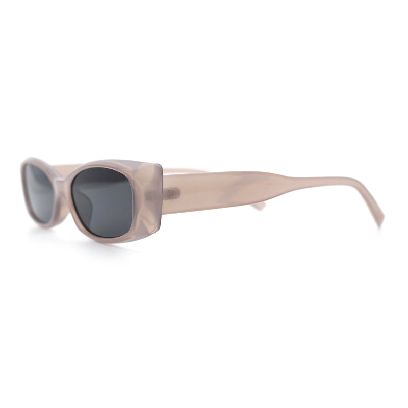 Womens Narrow Rectangle Subtle Cat Eye Retro Plastic Sunglasses