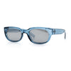 Womens Narrow Rectangle Silver Mirror Lens Mod Bevel Plastic Sunglasses