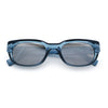 Womens Narrow Rectangle Silver Mirror Lens Mod Bevel Plastic Sunglasses