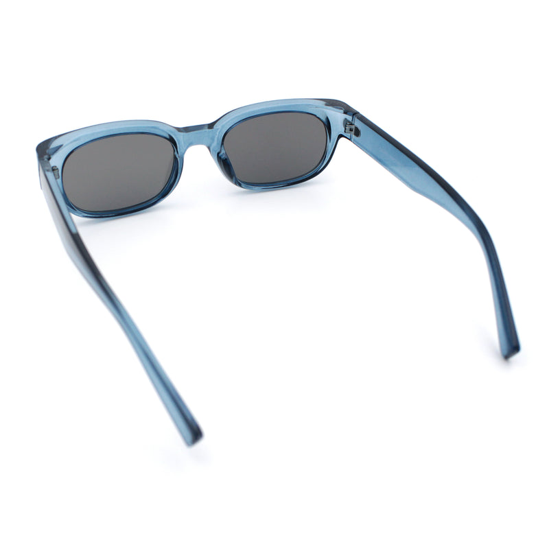 Womens Narrow Rectangle Silver Mirror Lens Mod Bevel Plastic Sunglasses