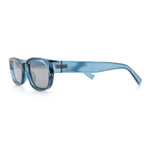 Womens Narrow Rectangle Silver Mirror Lens Mod Bevel Plastic Sunglasses