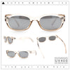 Womens Narrow Rectangle Silver Mirror Lens Mod Bevel Plastic Sunglasses