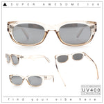 Womens Narrow Rectangle Silver Mirror Lens Mod Bevel Plastic Sunglasses
