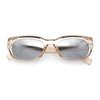 Womens Narrow Rectangle Silver Mirror Lens Mod Bevel Plastic Sunglasses