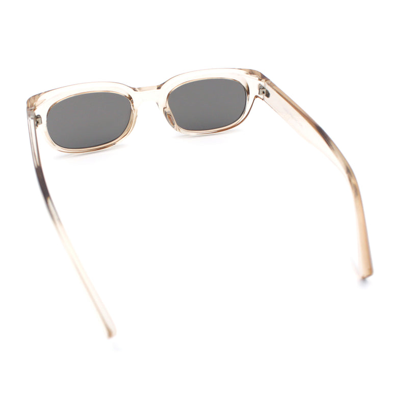 Womens Narrow Rectangle Silver Mirror Lens Mod Bevel Plastic Sunglasses