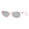Womens Narrow Rectangle Silver Mirror Lens Mod Bevel Plastic Sunglasses