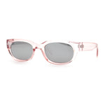 Womens Narrow Rectangle Silver Mirror Lens Mod Bevel Plastic Sunglasses