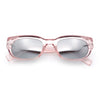 Womens Narrow Rectangle Silver Mirror Lens Mod Bevel Plastic Sunglasses