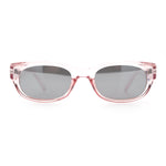 Womens Narrow Rectangle Silver Mirror Lens Mod Bevel Plastic Sunglasses