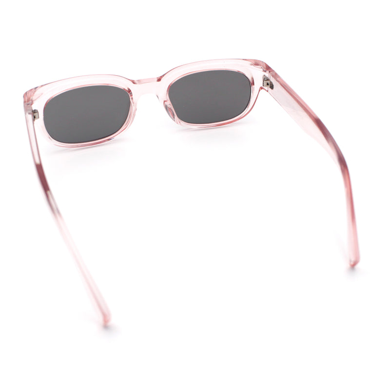 Womens Narrow Rectangle Silver Mirror Lens Mod Bevel Plastic Sunglasses