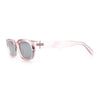 Womens Narrow Rectangle Silver Mirror Lens Mod Bevel Plastic Sunglasses