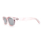 Womens Narrow Rectangle Silver Mirror Lens Mod Bevel Plastic Sunglasses