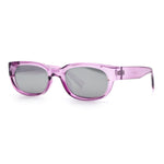 Womens Narrow Rectangle Silver Mirror Lens Mod Bevel Plastic Sunglasses