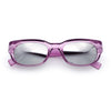 Womens Narrow Rectangle Silver Mirror Lens Mod Bevel Plastic Sunglasses