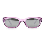Womens Narrow Rectangle Silver Mirror Lens Mod Bevel Plastic Sunglasses