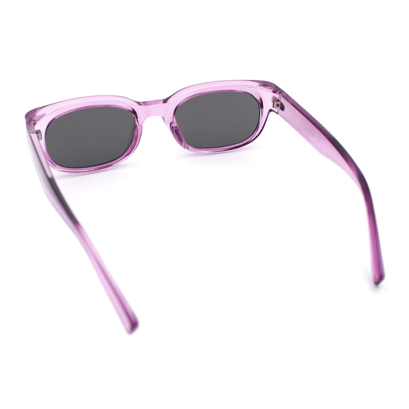 Womens Narrow Rectangle Silver Mirror Lens Mod Bevel Plastic Sunglasses