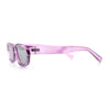 Womens Narrow Rectangle Silver Mirror Lens Mod Bevel Plastic Sunglasses