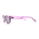 Womens Narrow Rectangle Silver Mirror Lens Mod Bevel Plastic Sunglasses