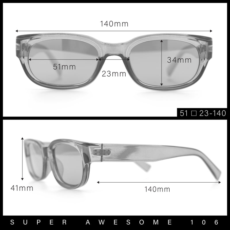 Womens Narrow Rectangle Silver Mirror Lens Mod Bevel Plastic Sunglasses