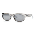 Womens Narrow Rectangle Silver Mirror Lens Mod Bevel Plastic Sunglasses