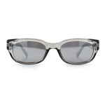 Womens Narrow Rectangle Silver Mirror Lens Mod Bevel Plastic Sunglasses