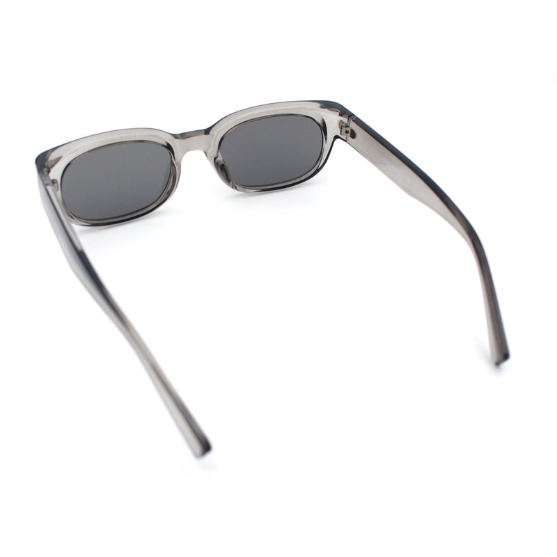Womens Narrow Rectangle Silver Mirror Lens Mod Bevel Plastic Sunglasses