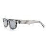 Womens Narrow Rectangle Silver Mirror Lens Mod Bevel Plastic Sunglasses