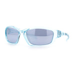90s Styling Rectangular Fem Color Sport Plastic Wrap Around Sunglasses