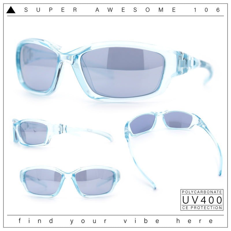 90s Styling Rectangular Fem Color Sport Plastic Wrap Around Sunglasses