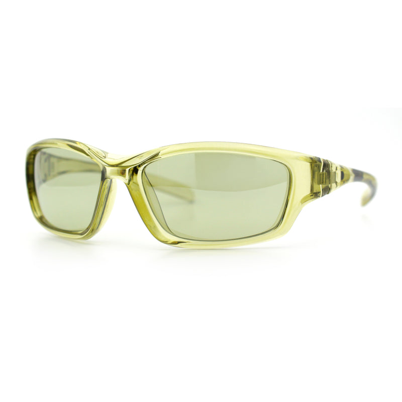 90s Styling Rectangular Fem Color Sport Plastic Wrap Around Sunglasses