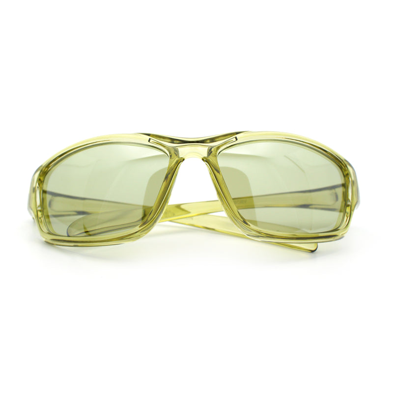 90s Styling Rectangular Fem Color Sport Plastic Wrap Around Sunglasses