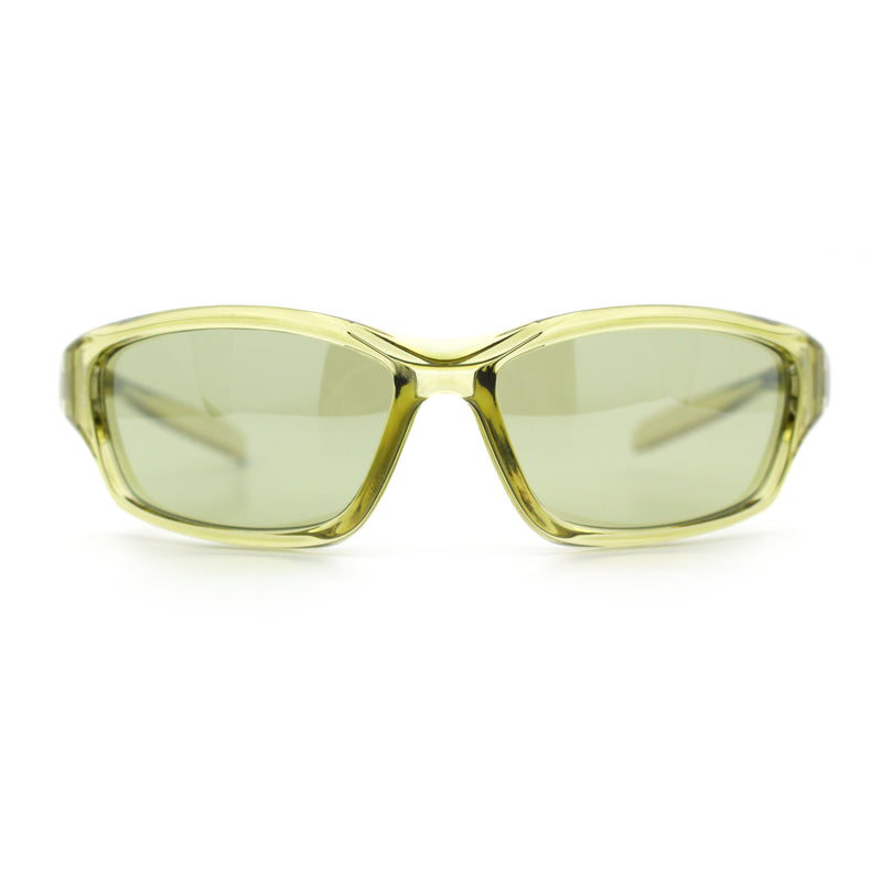 90s Styling Rectangular Fem Color Sport Plastic Wrap Around Sunglasses