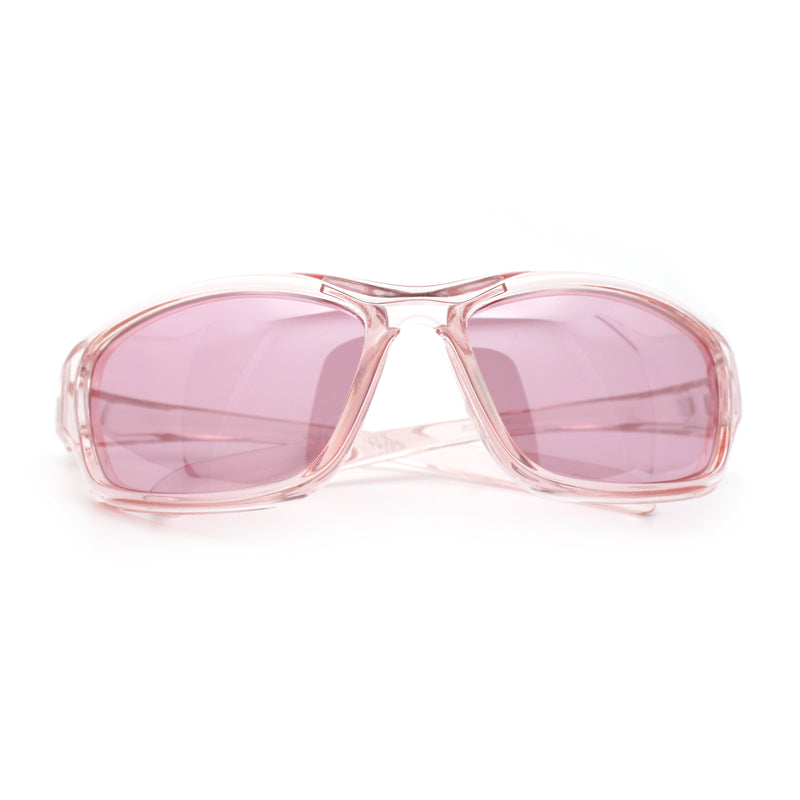 90s Styling Rectangular Fem Color Sport Plastic Wrap Around Sunglasses