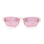 90s Styling Rectangular Fem Color Sport Plastic Wrap Around Sunglasses