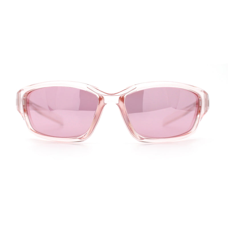 90s Styling Rectangular Fem Color Sport Plastic Wrap Around Sunglasses