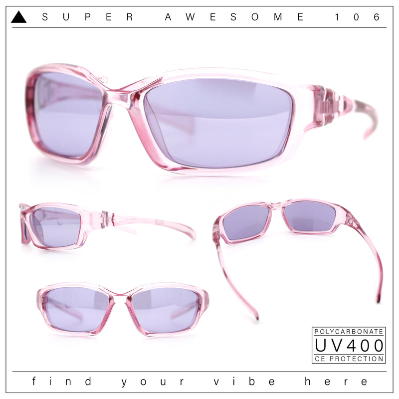 90s Styling Rectangular Fem Color Sport Plastic Wrap Around Sunglasses