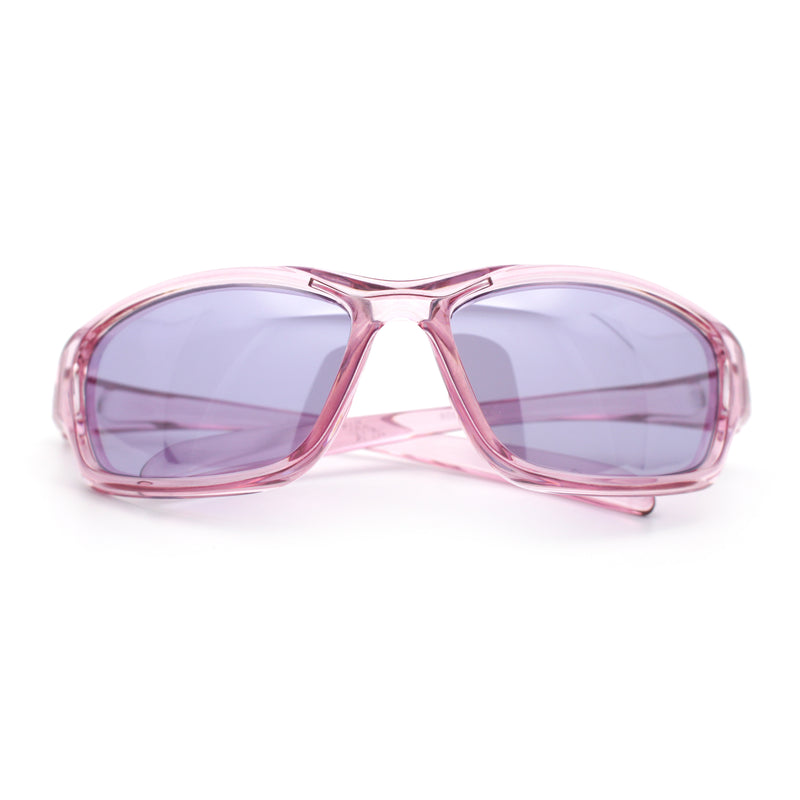 90s Styling Rectangular Fem Color Sport Plastic Wrap Around Sunglasses