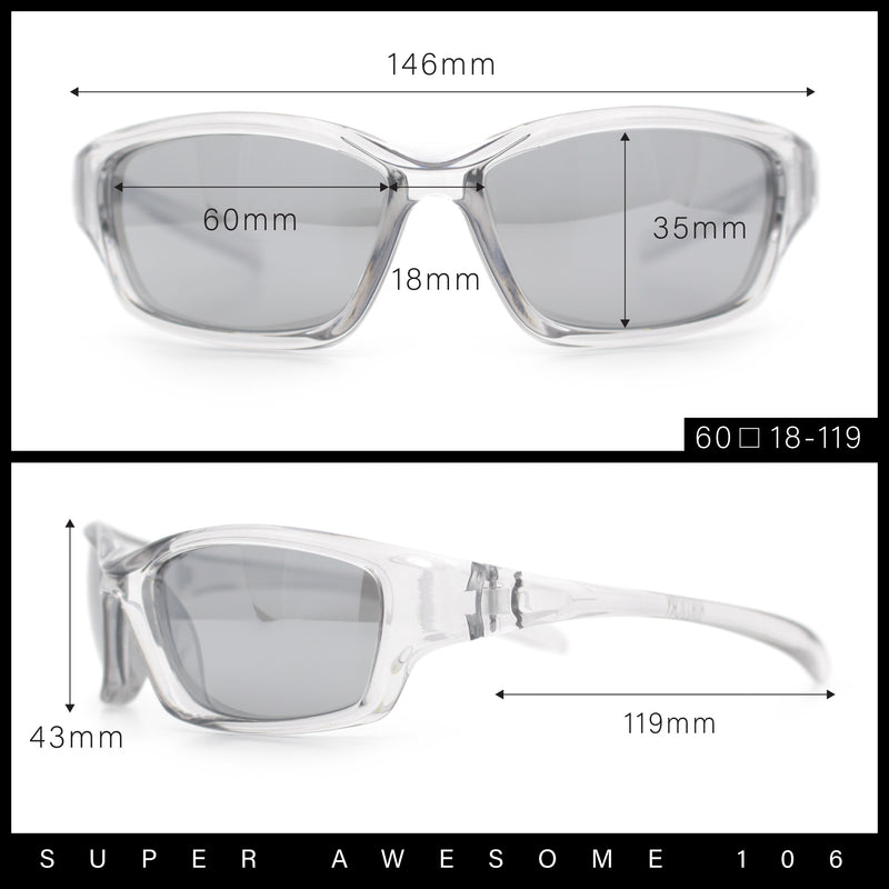90s Styling Rectangular Fem Color Sport Plastic Wrap Around Sunglasses