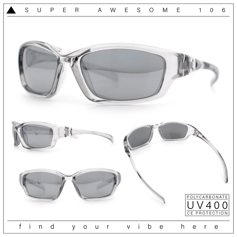 90s Styling Rectangular Fem Color Sport Plastic Wrap Around Sunglasses