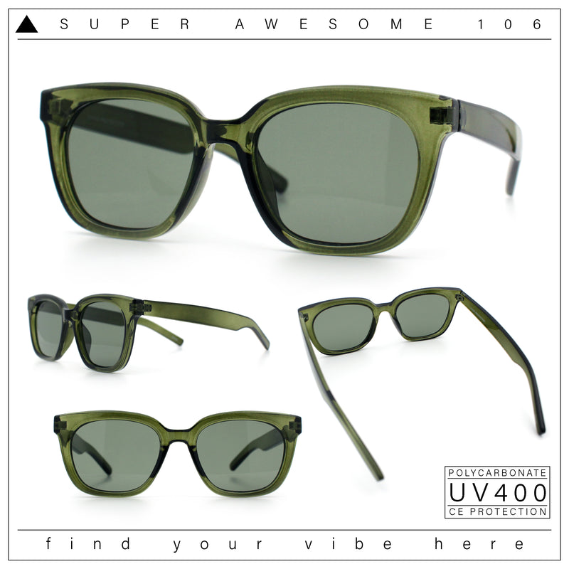Feminine Simple Clean Minimal Plastic Horn Rim Retro Fashion Sunglasses