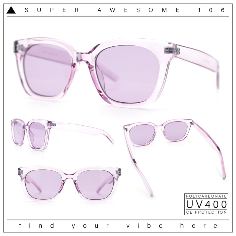Feminine Simple Clean Minimal Plastic Horn Rim Retro Fashion Sunglasses