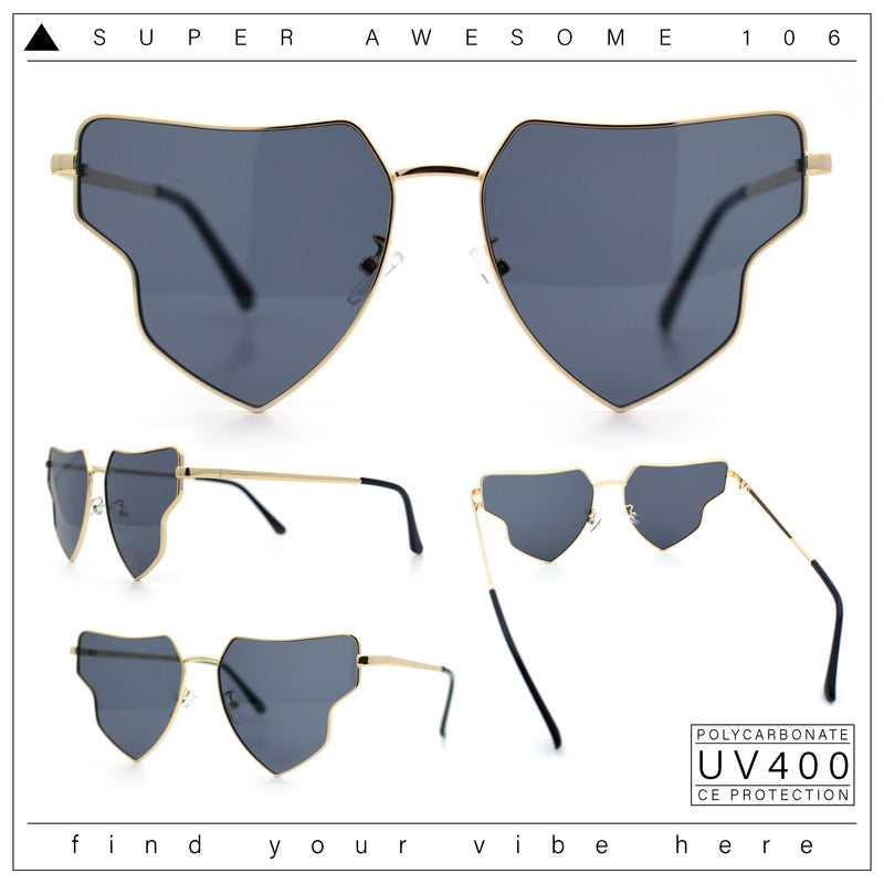 Womens Retro Hippie Hipster Metal Rim Butterfly Shape Sunglasses