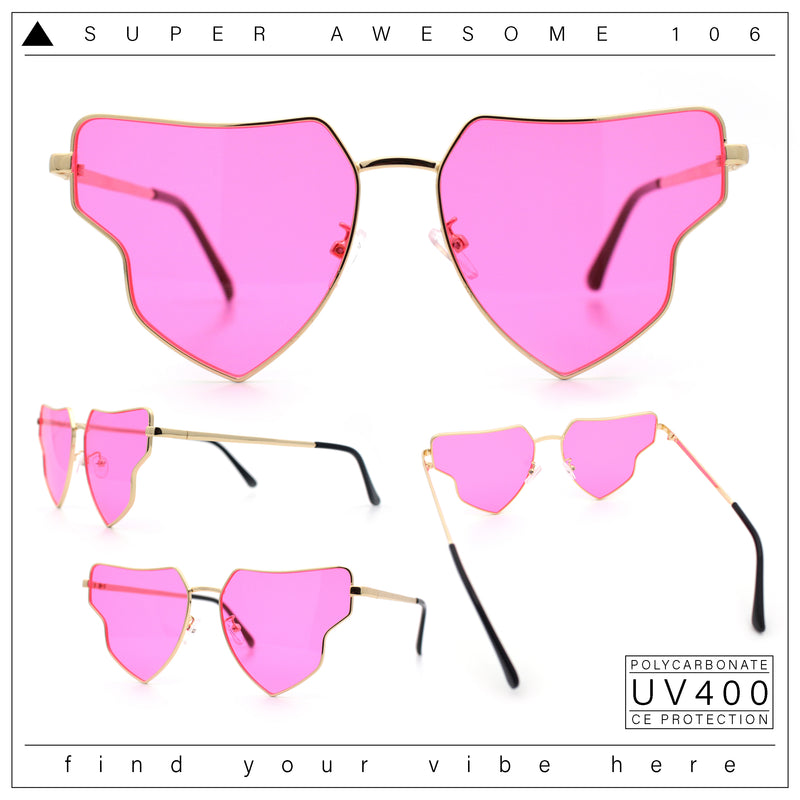 Womens Retro Hippie Hipster Metal Rim Butterfly Shape Sunglasses