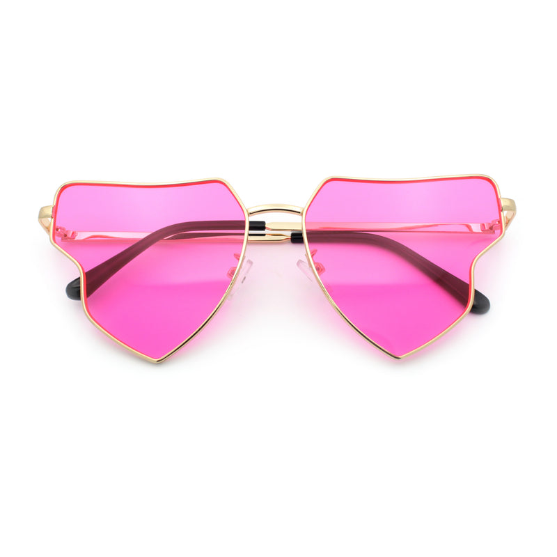 Womens Retro Hippie Hipster Metal Rim Butterfly Shape Sunglasses