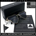 Womens Retro Hippie Hipster Metal Rim Butterfly Shape Sunglasses