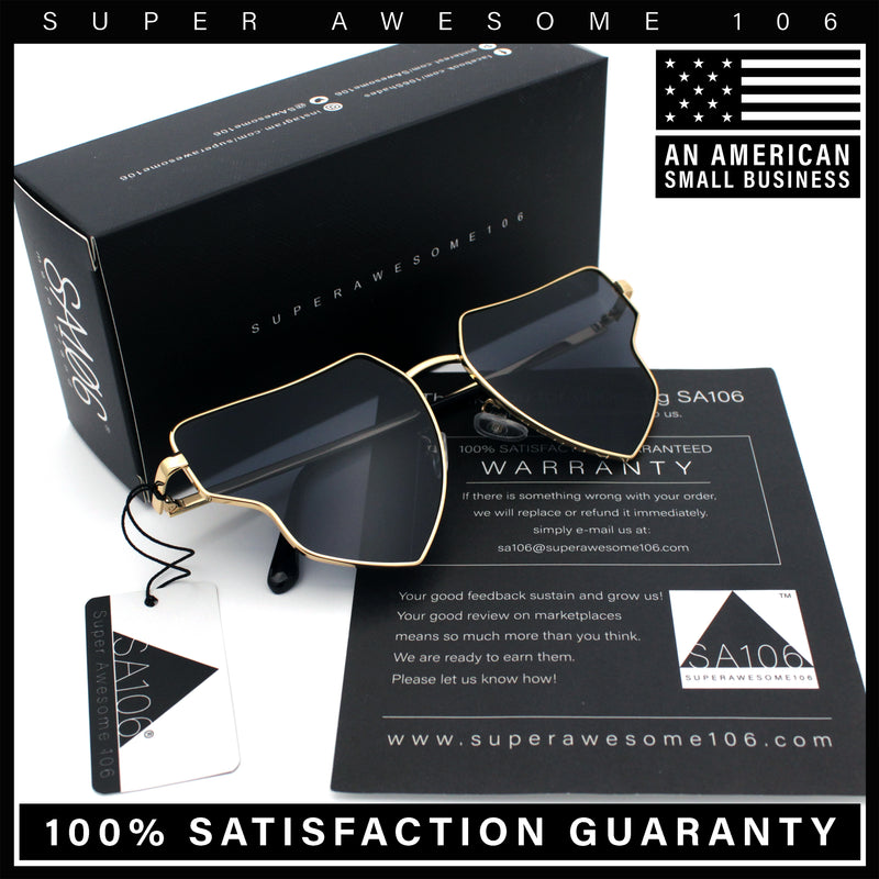 Womens Retro Hippie Hipster Metal Rim Butterfly Shape Sunglasses
